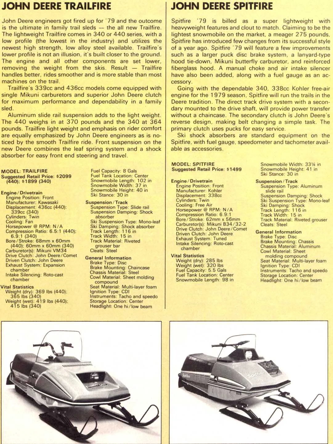 1979 john deere spitfire specs
