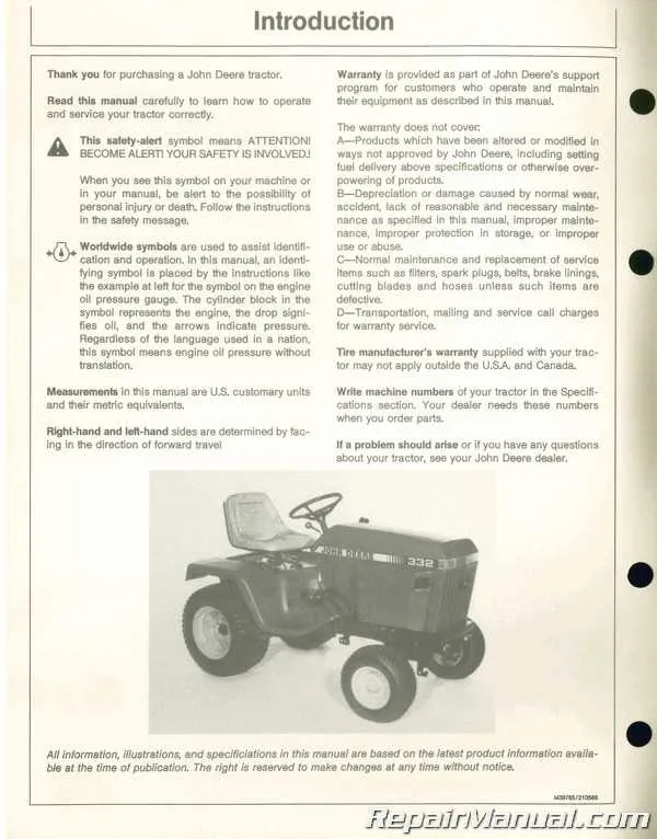 2011 john deere 332 specs