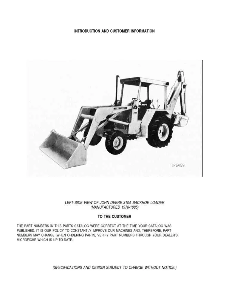 310a john deere backhoe specs