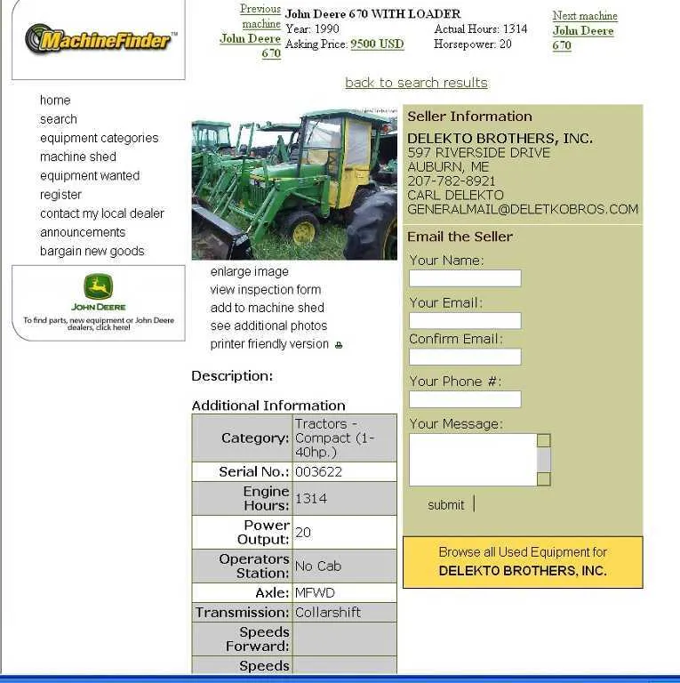 john deer 670 specs