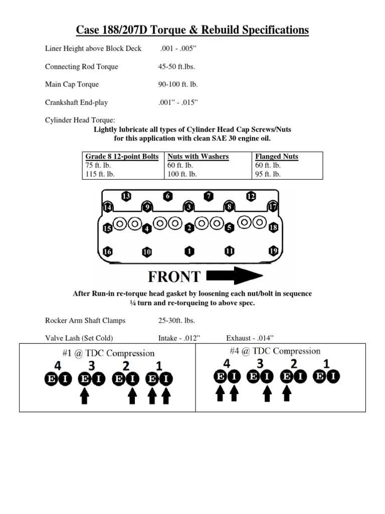 john deere 140 cylinder head torque specs