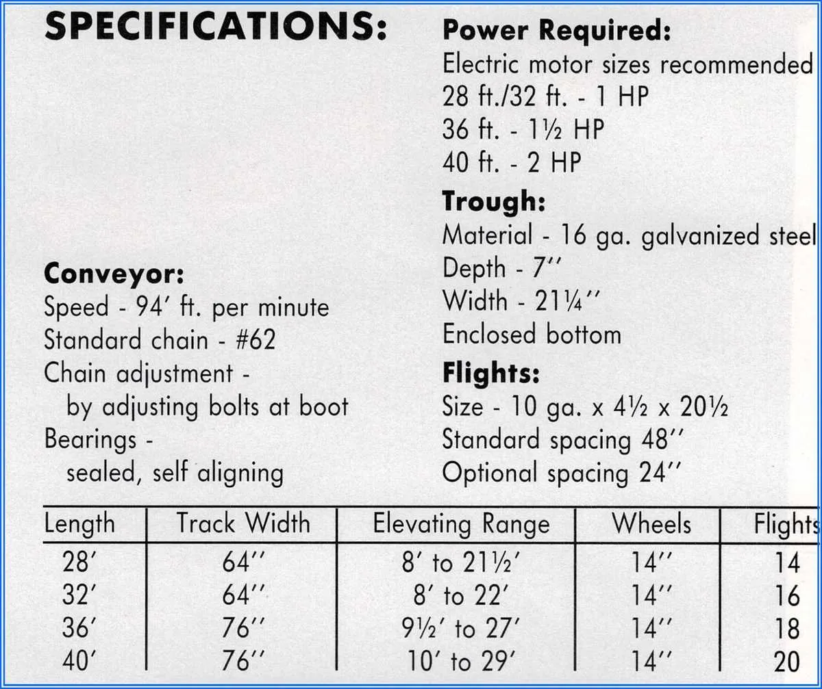 john deere 200 bale conveyor specs