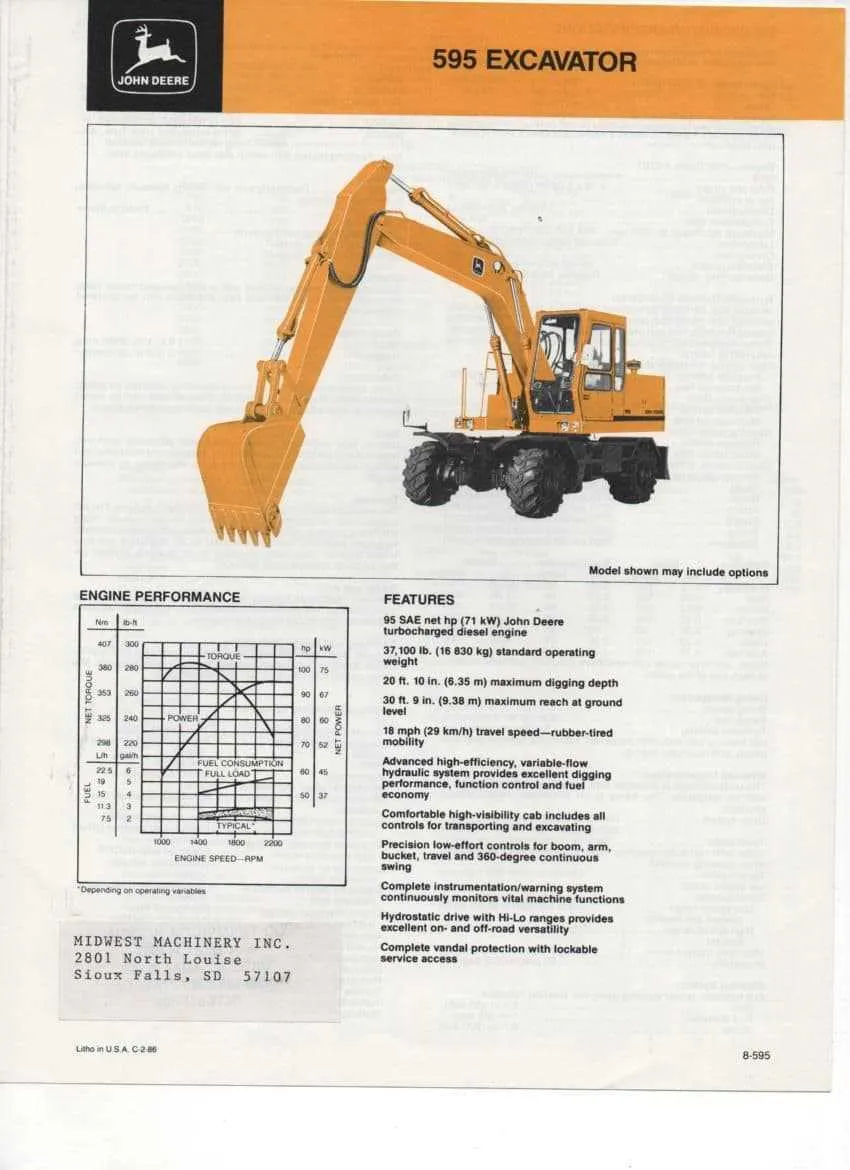 john deere 225 specs