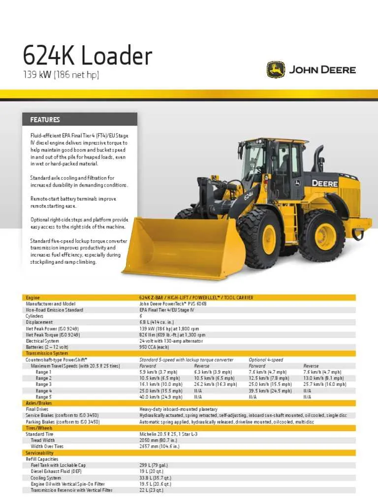 john deere 609 specs