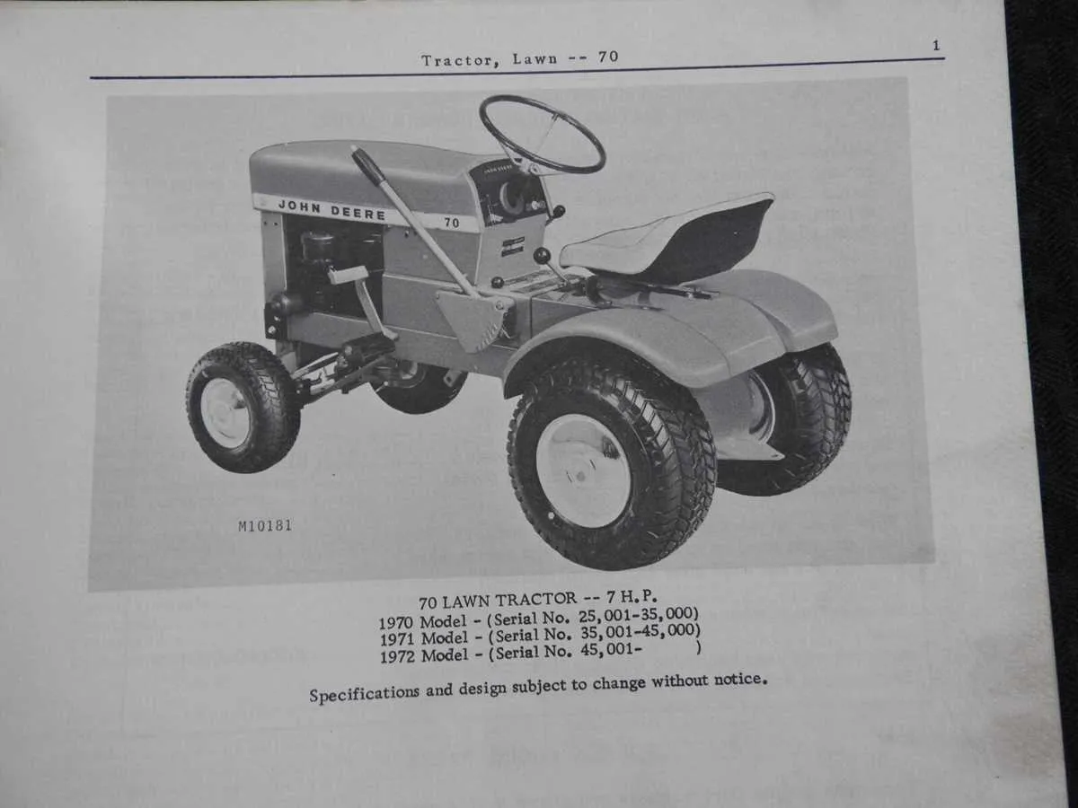 john deere 70 a specs