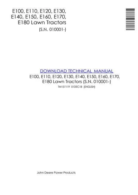 john deere e100 torque specs