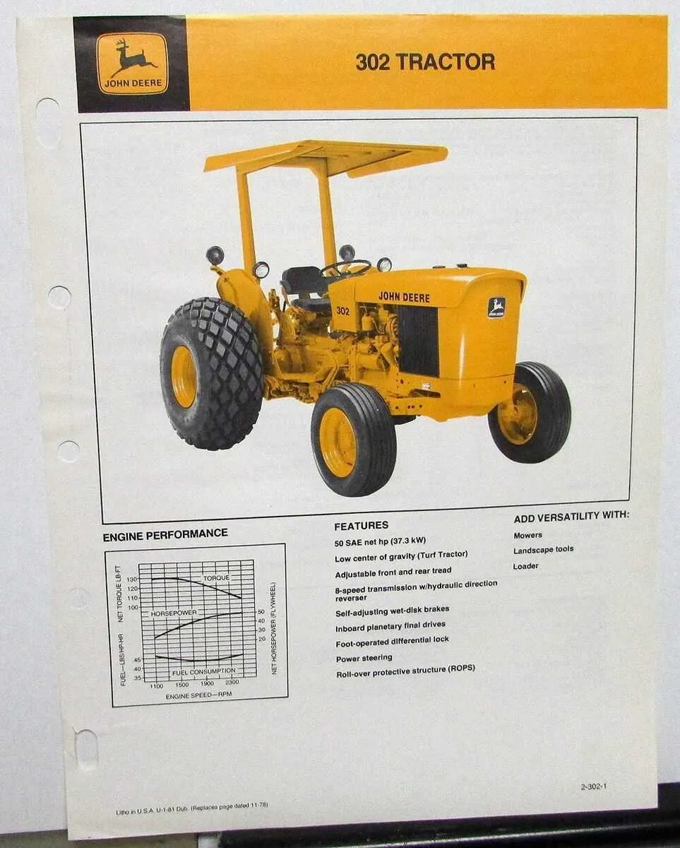 john deere engine spec sheets