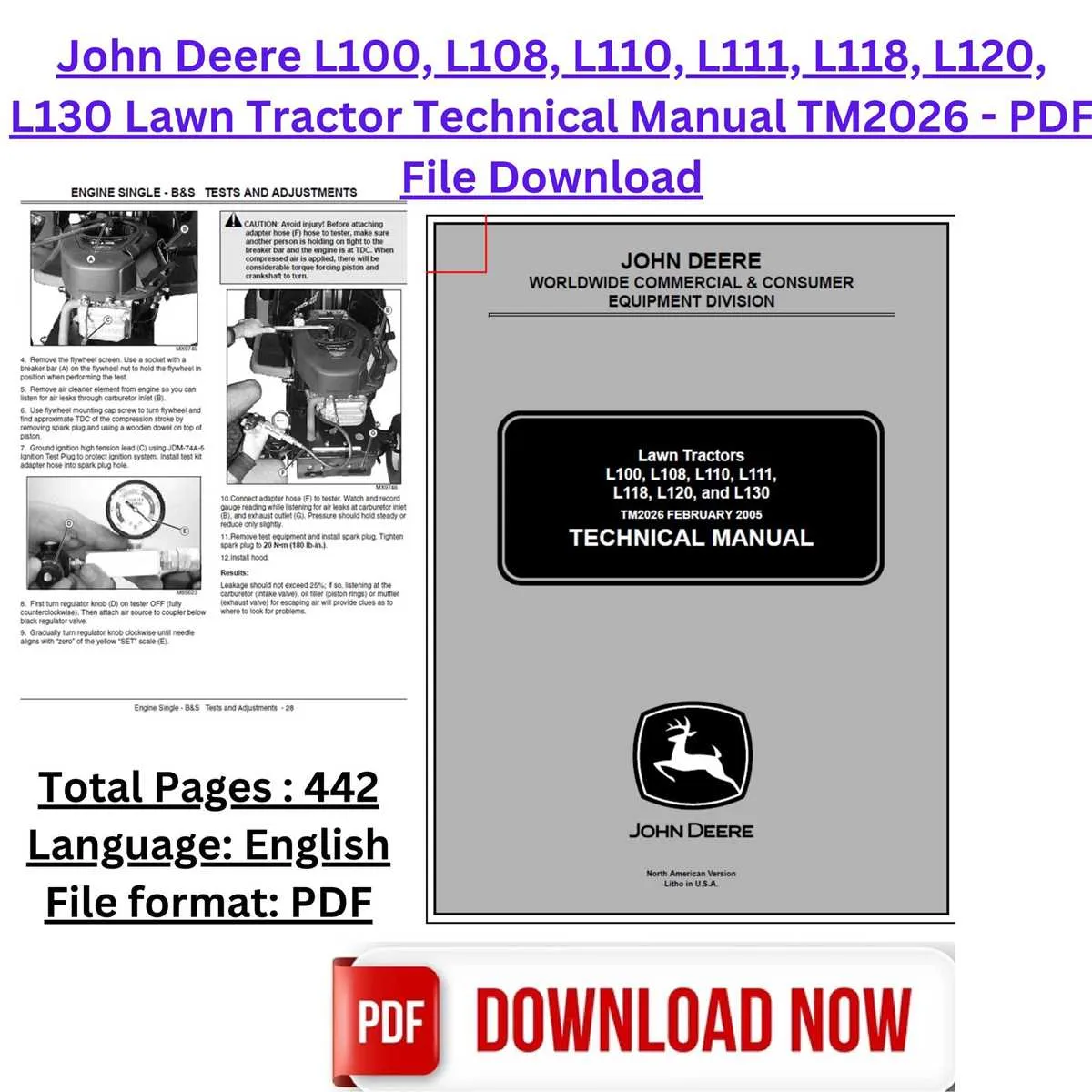 john deere l100 valve specs