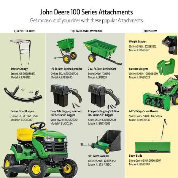 john deere s130 vs john deere s120 lawn tractor specs