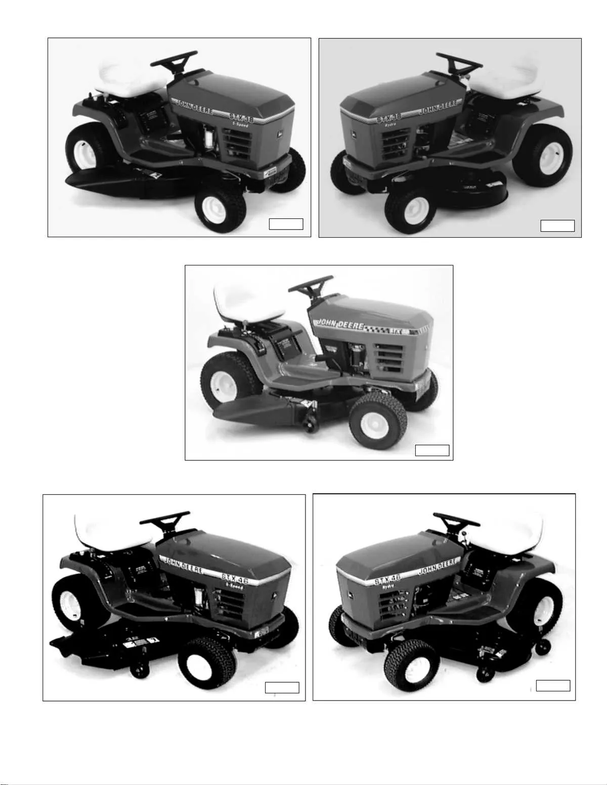 john deere stx38 hydro specs