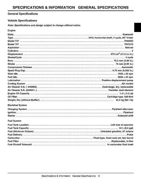 john deere ztrak 757 specs