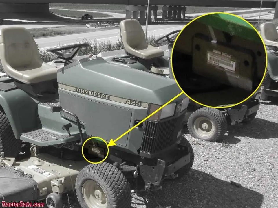 spec john deere 425 mower