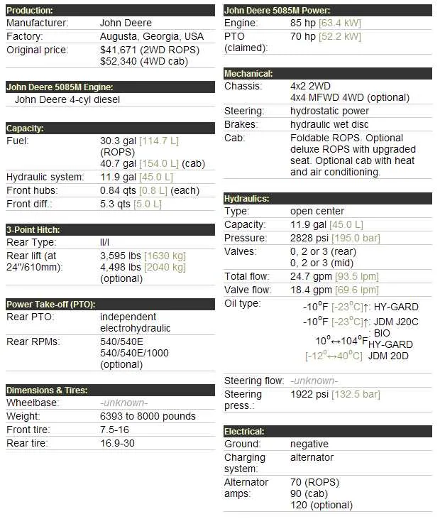john deere x525 specs