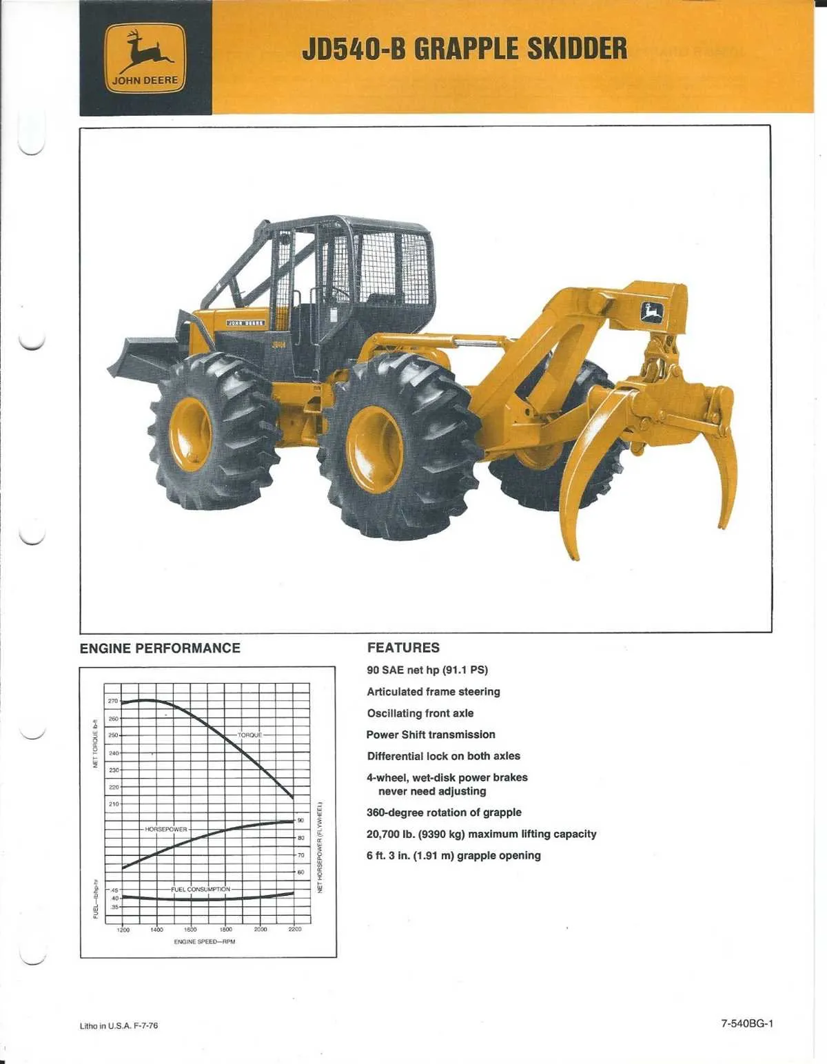 john deere 440 skidder engine specs