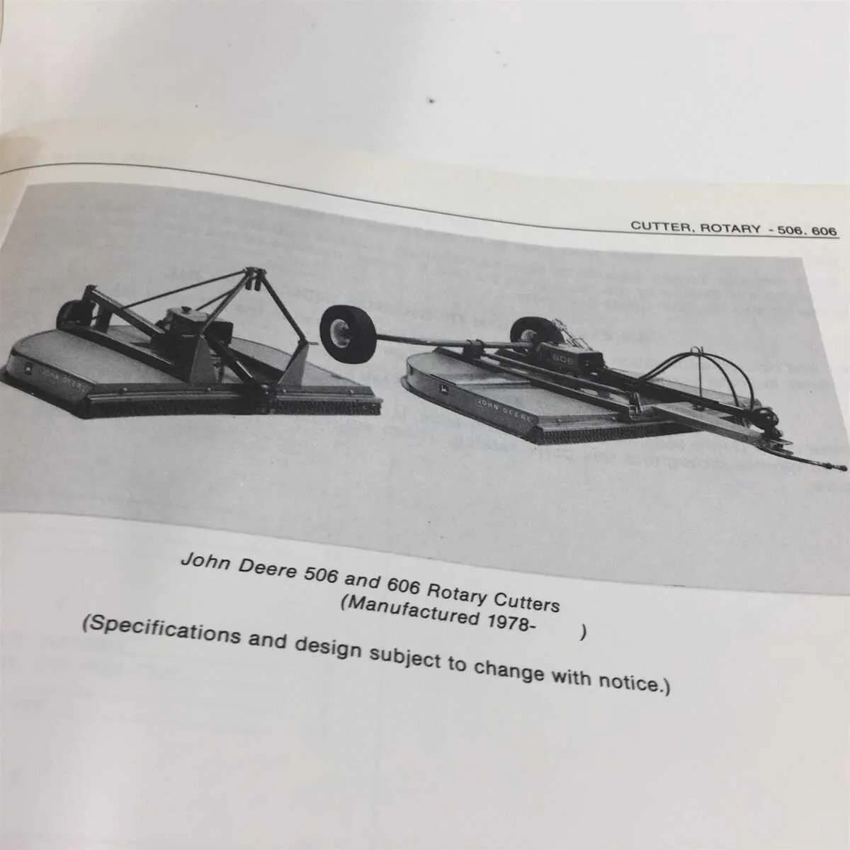 john deere 506 rotary mower specs