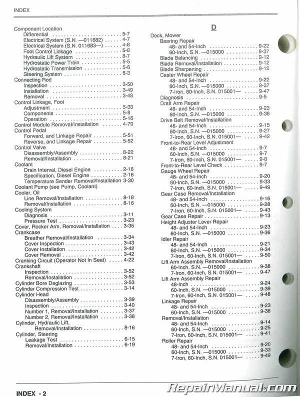 john deere f735 specs