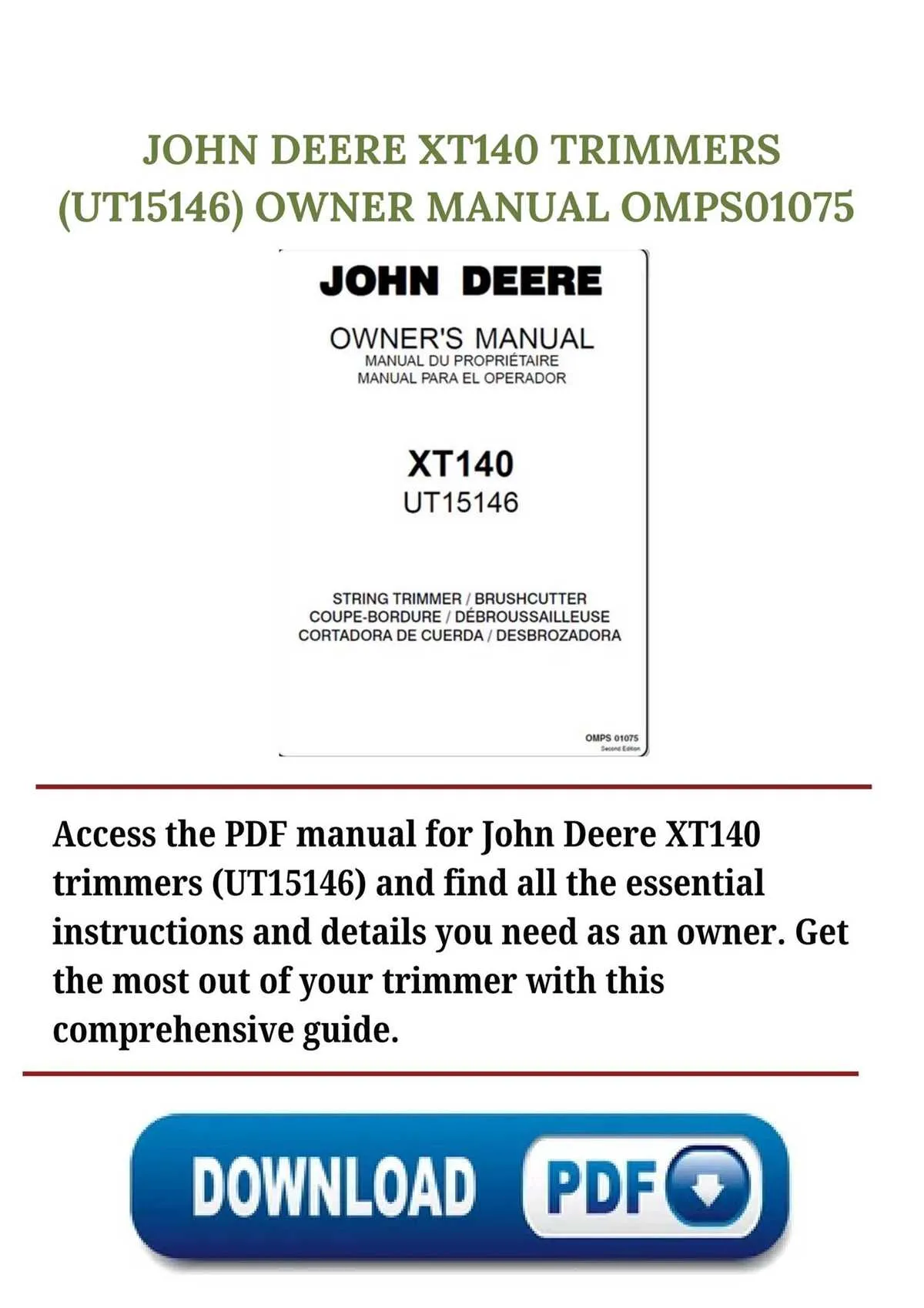 john deere xt140 specs