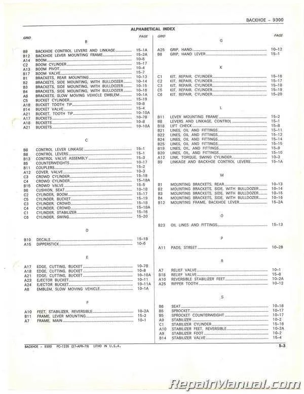 john deere 9300 backhoe attachment specs