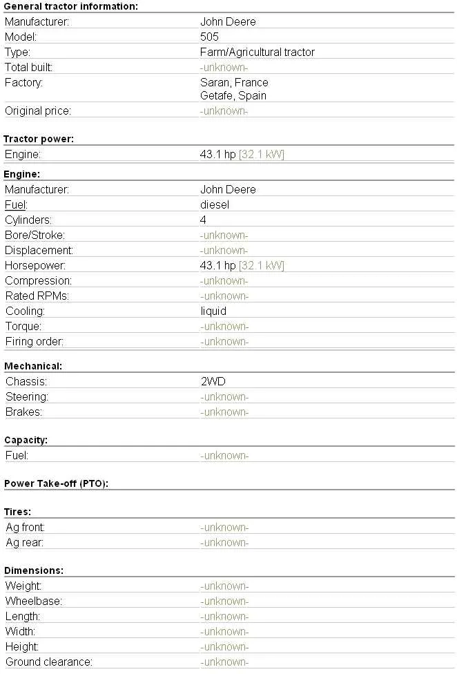 john deere 550klt specs
