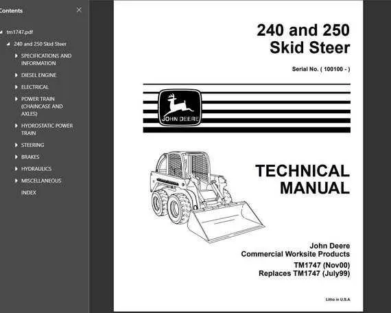 john deere 250 skid steer engine specs