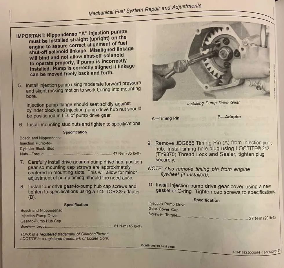 john deere 2510 engine torque specs