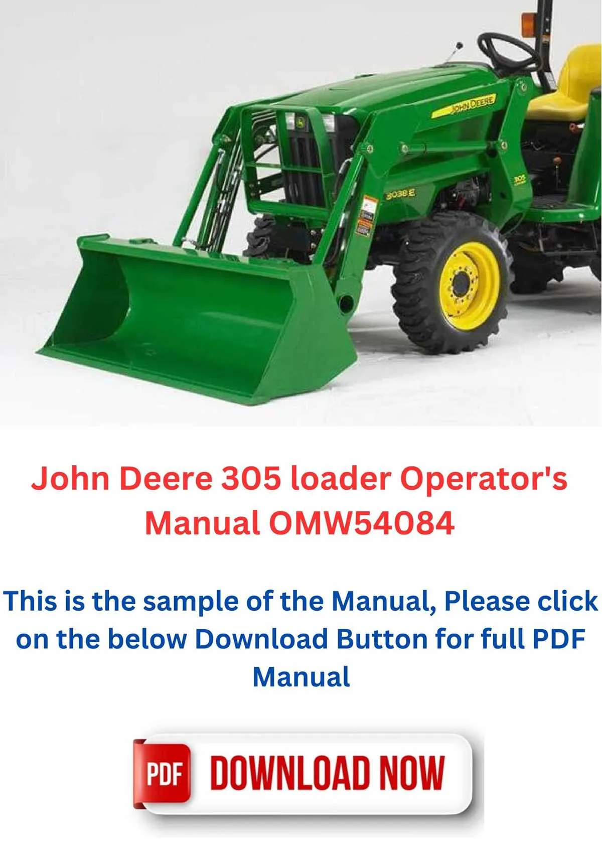 john deere 305 loader specs