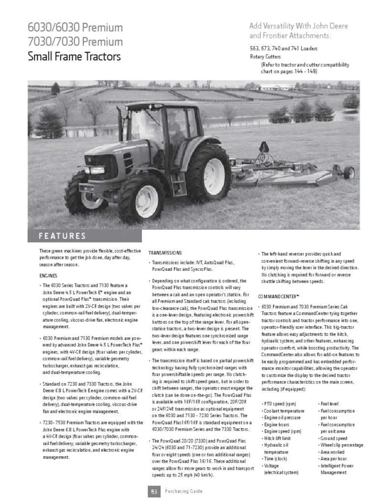 john deere 6030 engine specs