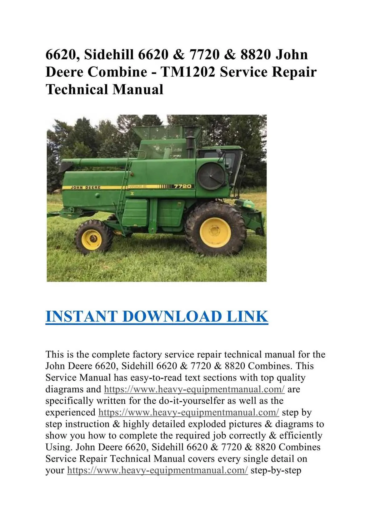 john deere 6620 sidehill specs