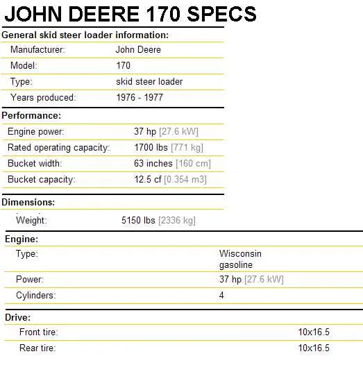 john deere 70d specs