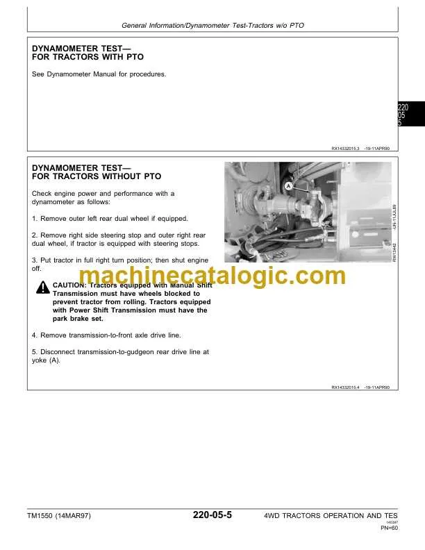 john deere 8970 steering column specs