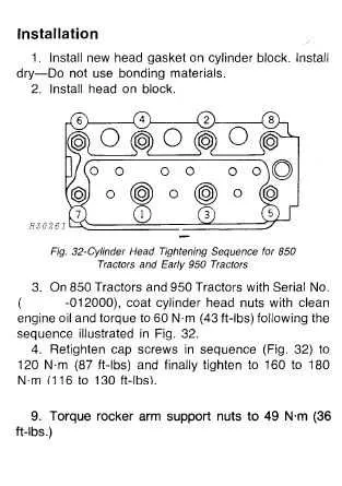 john deere 950 engine torque specs