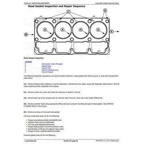 john deere b cylinder head torque specs