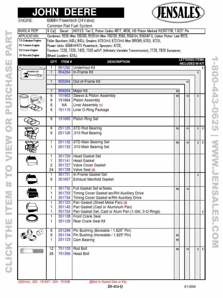 john deere pt10404 specs