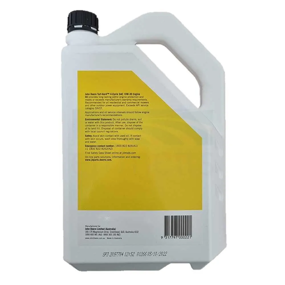 john deere turf gard oil specs