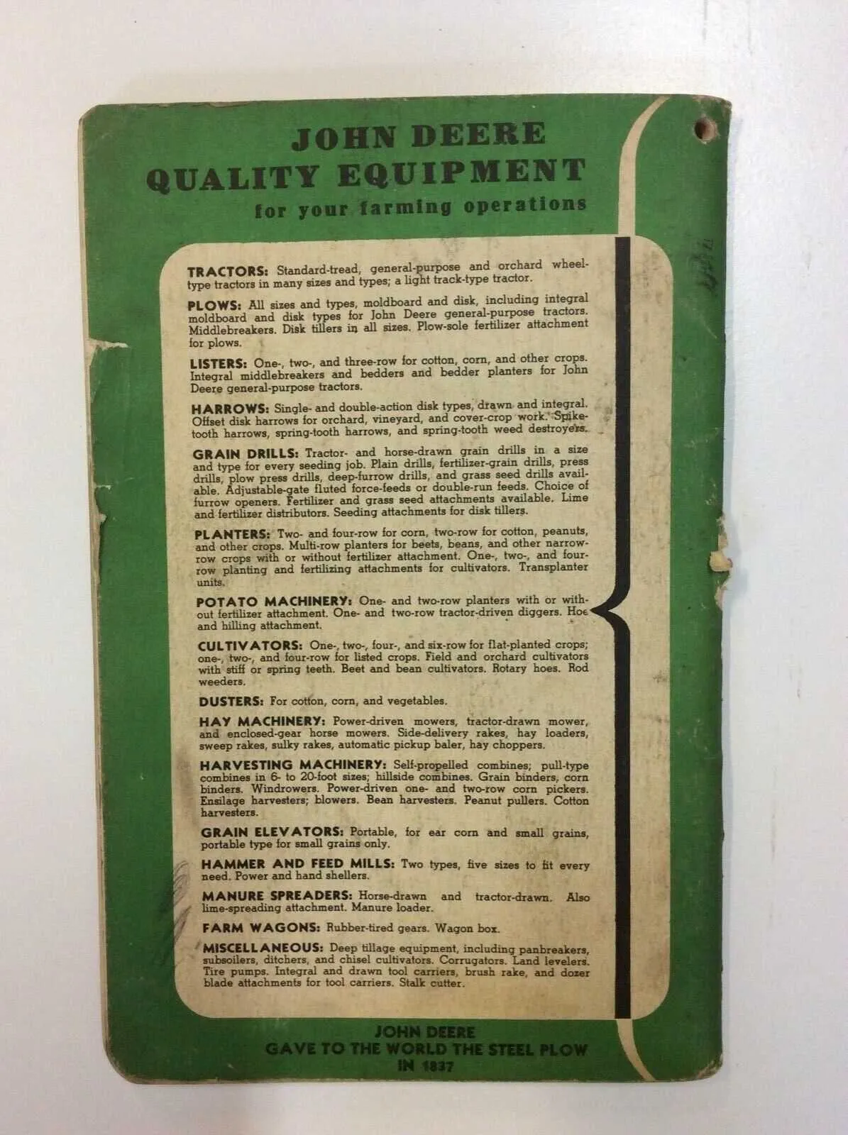 john deere van brunt grain drill specs