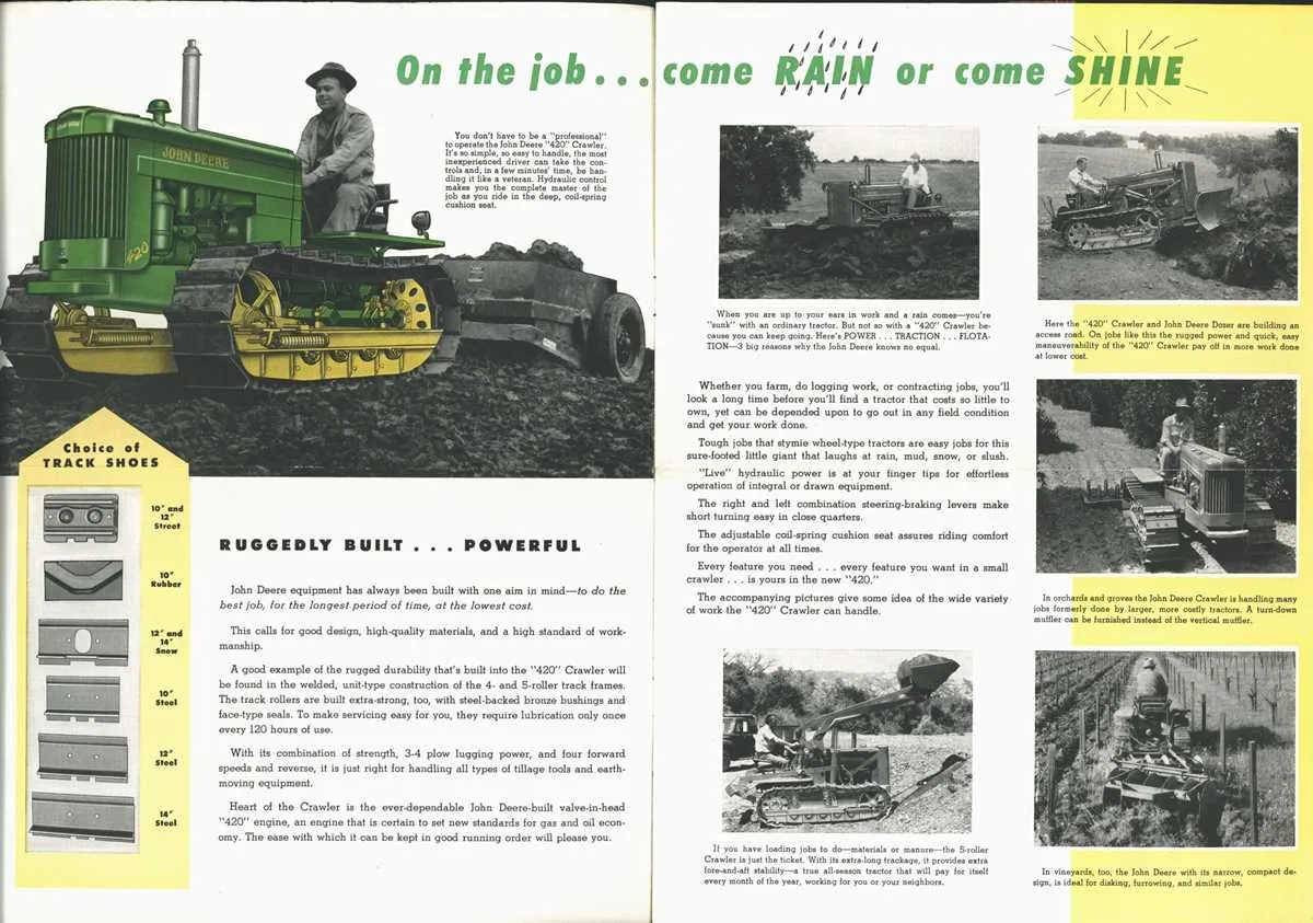 john deere 420 crawler specs