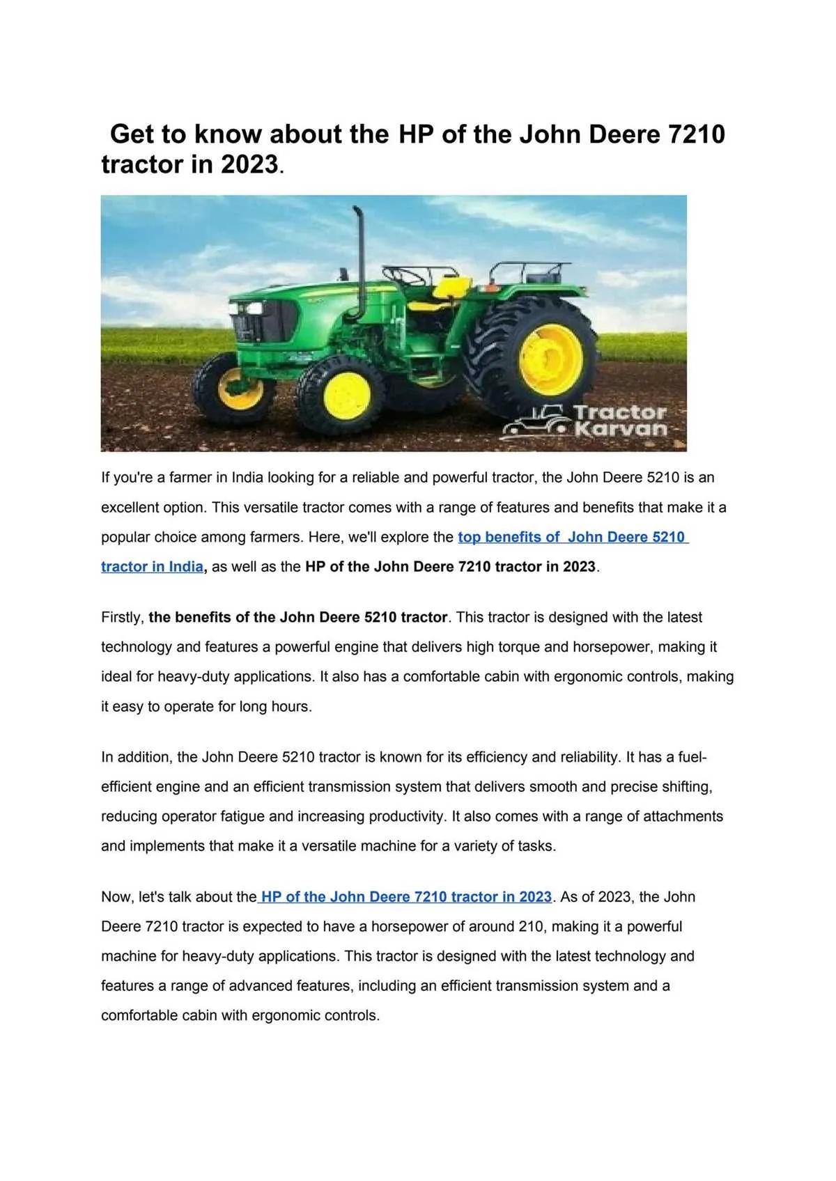 john deere 210 tractor specs