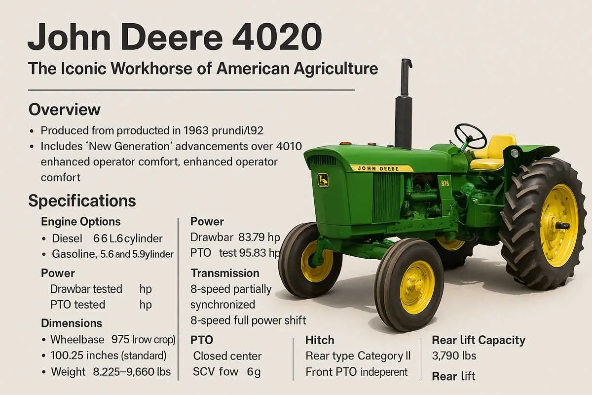 john deere 4020 gas specs