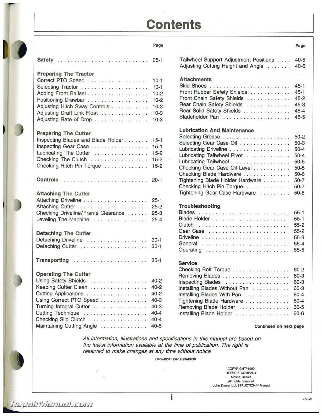 john deere 717 rotary mower specs