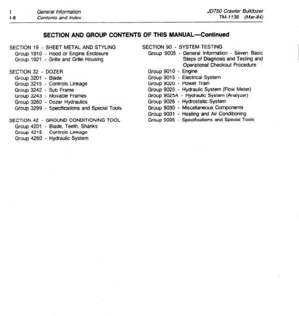 750 john deere service specs