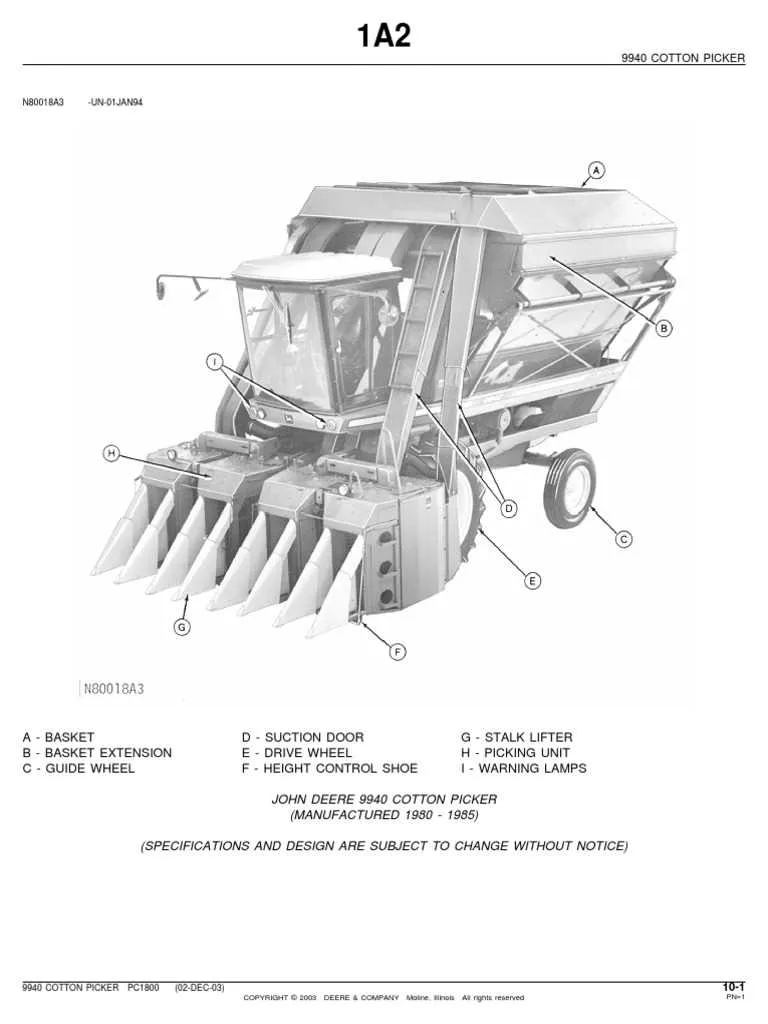 john deere 9940 cotton picker specs