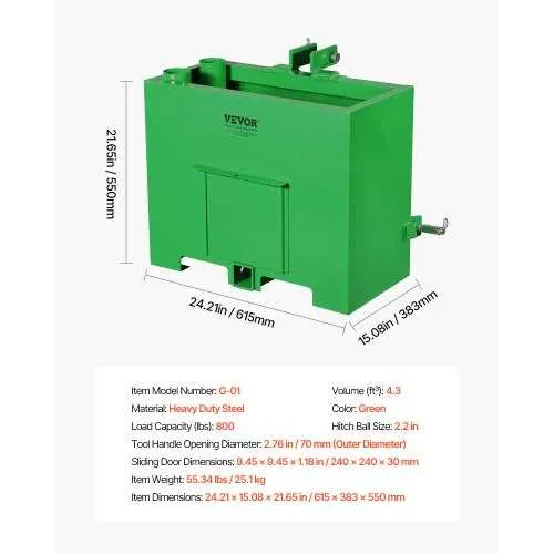 john deere ballast box specs
