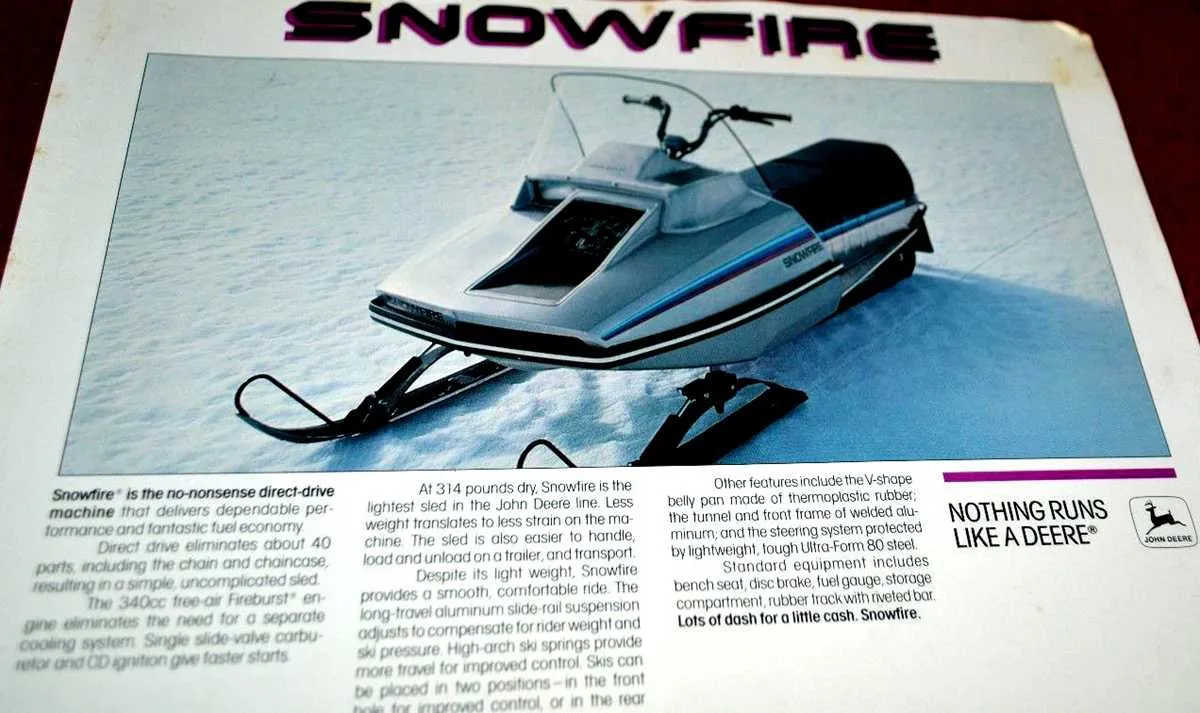 john deere snowfire specs